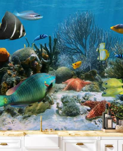 Fondo de pantalla de peces y arrecifes