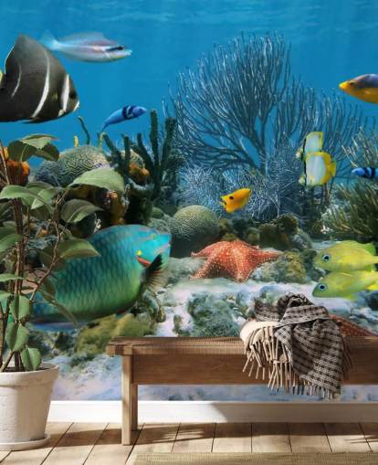 Fondo de pantalla de peces y arrecifes