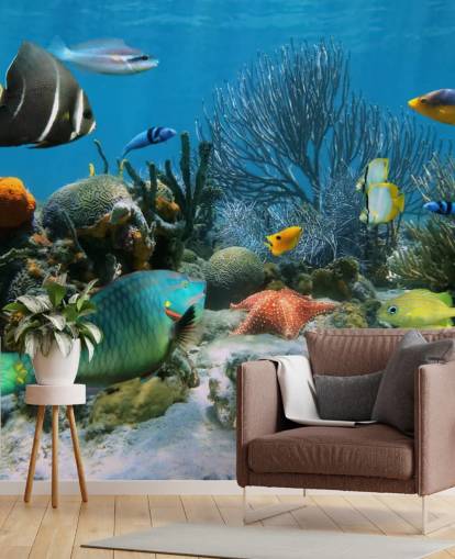 Fondo de pantalla de peces y arrecifes