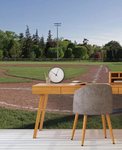 Baseball Field at Dusk Wall Mural