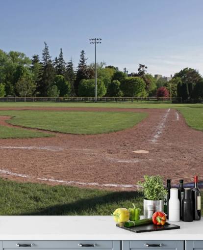 Baseball Field at Dusk Wall Mural