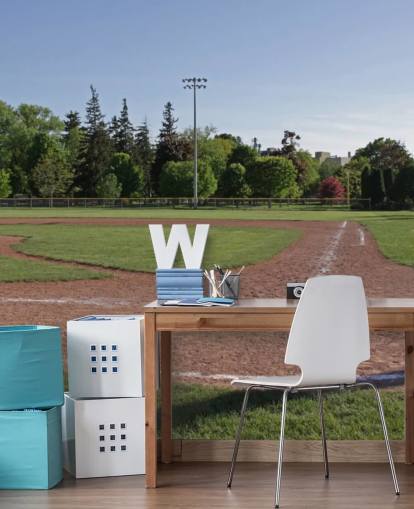 Decorazione murale con campo da baseball al crepuscolo
