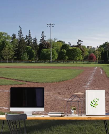 Decorazione murale con campo da baseball al crepuscolo Decorazione murale con campo da baseball al crepuscolo