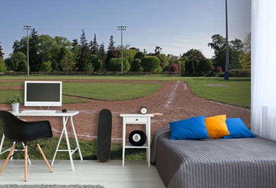 Baseball Field at Dusk Wall Mural