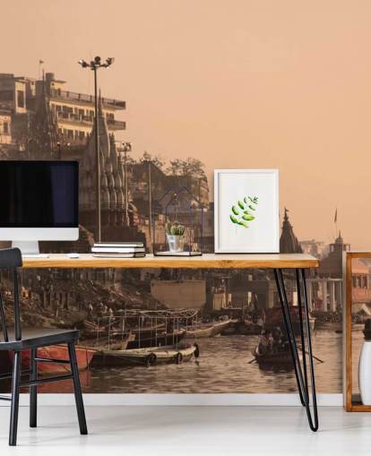 Ganges River by Buildings Wall Mural