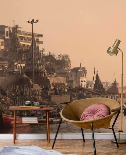 Ganges River af bygninger vægmaleri Ganges River af bygninger vægmaleri