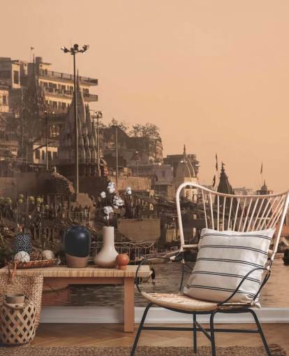 Ganges River by Buildings Wandgemälde