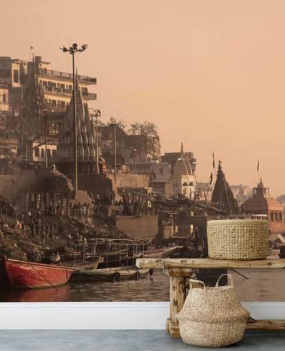 Ganges River rakennusten seinämaalaus