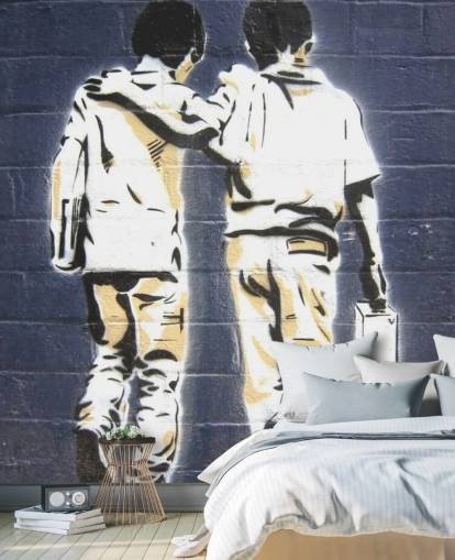 Två pojkar Graffiti Bakgrund Två pojkar Graffiti Bakgrund