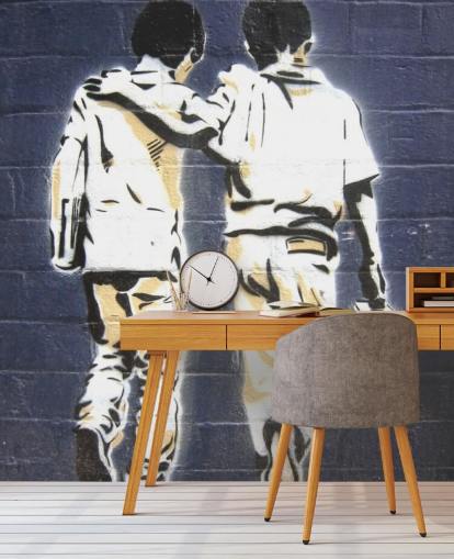 Graffiti behang voor twee jongens