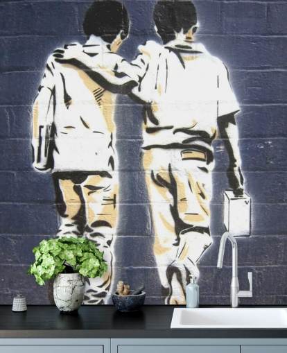 Papel pintado Graffiti de dos niños