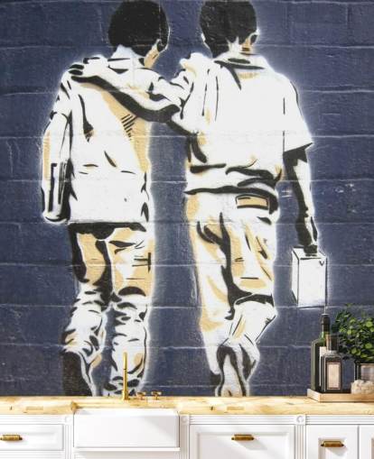Papel pintado Graffiti de dos niños Papel pintado Graffiti de dos niños