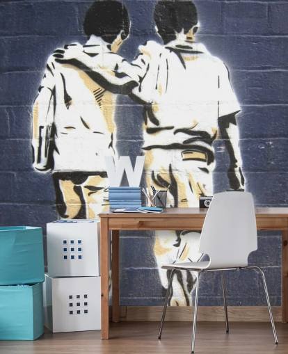 Kaksi poikaa graffiti taustakuva Kaksi poikaa graffiti taustakuva