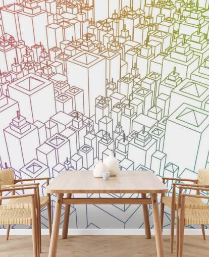 3D Colour Cityscape Wall Mural 3D Colour Cityscape Wall Mural