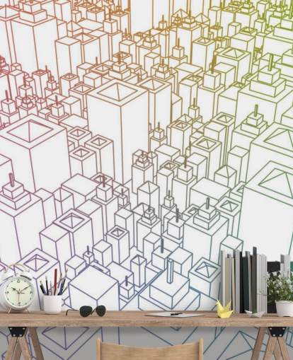 Mural de parede 3D Color Cityscape Mural de parede 3D Color Cityscape