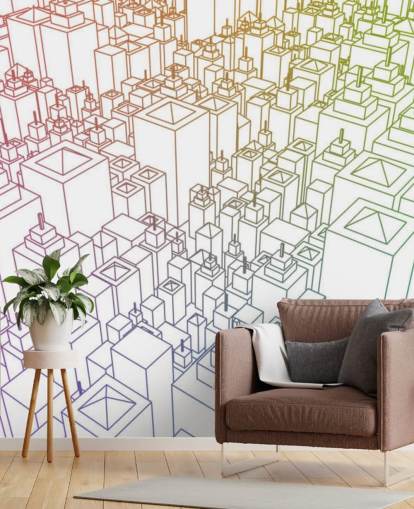 3D Farbe Stadtbild Wandgemälde