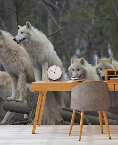 White Wolf Pack Wall Mural White Wolf Pack Wall Mural