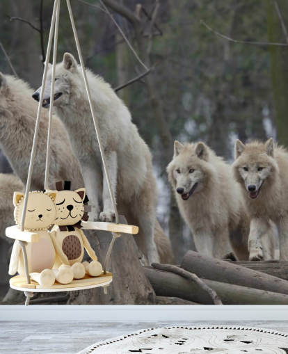 White Wolf Pack Wall Mural