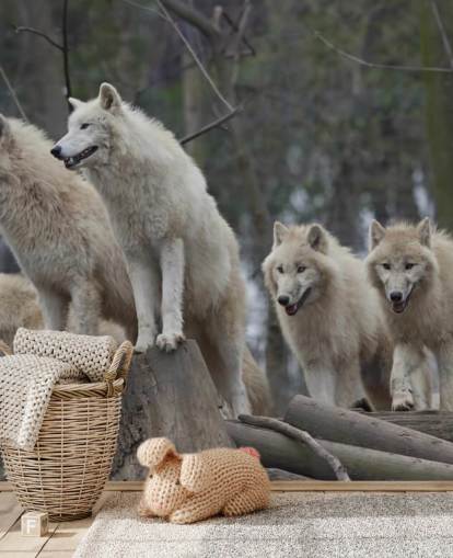 Hvid Wolf Pack Vægmaleri Hvid Wolf Pack Vægmaleri