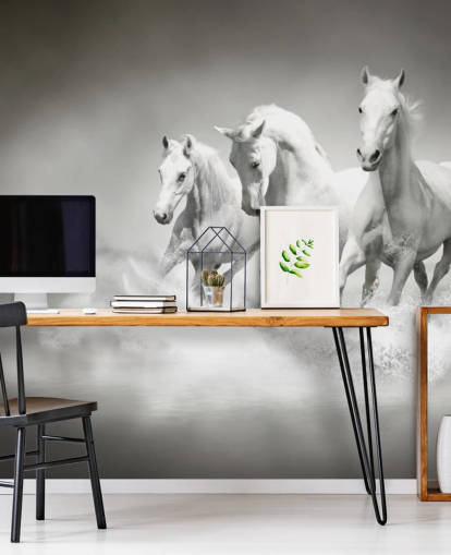 svartvit anpassningsbar hästtapet som heter Horses Black & White för företag, vardagsrum och kök svartvit anpassningsbar hästtapet som heter Horses Black & White för företag, vardagsrum och kök