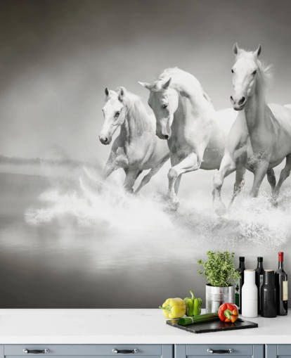 papel pintado de caballos personalizable en blanco y negro llamado Horses Black & White para negocios, salas de estar y cocinas papel pintado de caballos personalizable en blanco y negro llamado Horses Black & White para negocios, salas de estar y cocinas