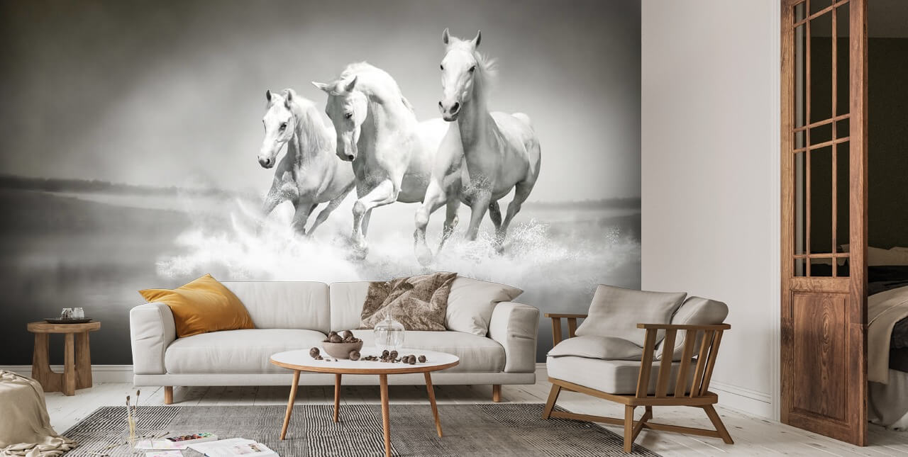 Horses Black & White Wallpaper | Wallsauce Au