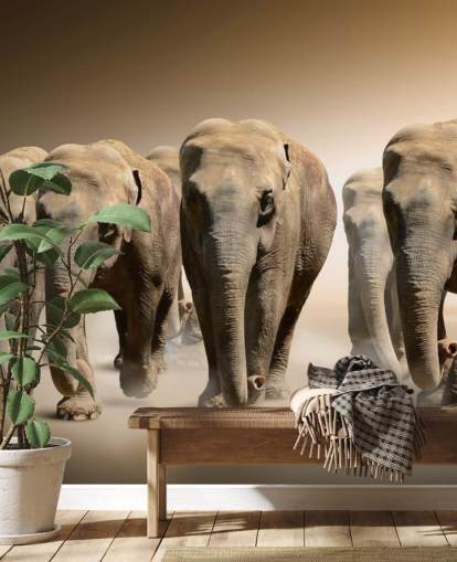 mural grupo de elefantes