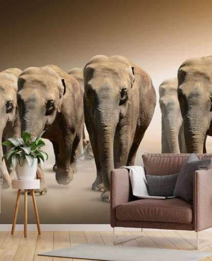 mural grupo de elefantes