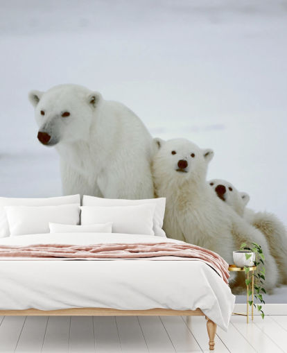 Papel pintado Oso polar con cachorros