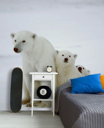 Papel de Parede de Urso Polar com filhotes