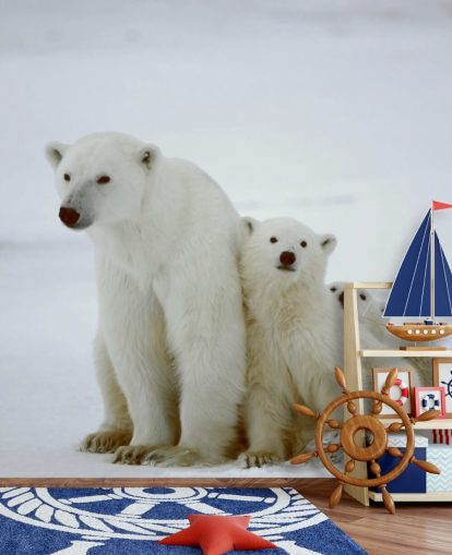 Eisbär mit Jungen bemalte Tapete Eisbär mit Jungen bemalte Tapete