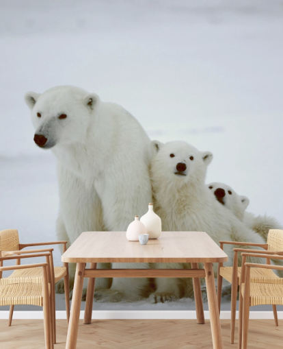 Papel de Parede de Urso Polar com filhotes