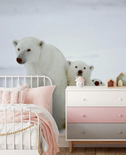 Papier Peint Ours Polaire avec oursons