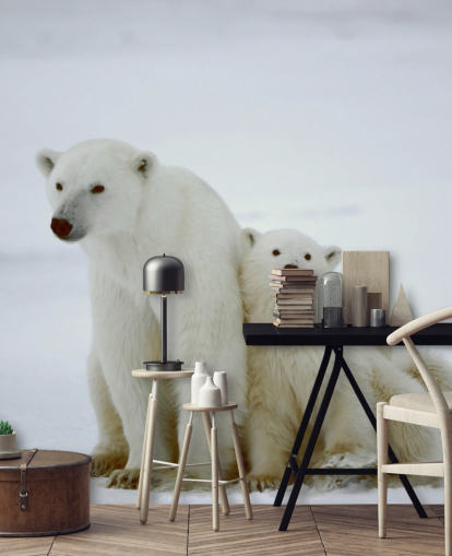 Eisbär mit Jungen bemalte Tapete