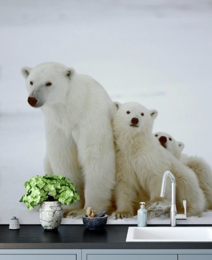 Polar Bear with Cubs Wallpaper Polar Bear with Cubs Wallpaper