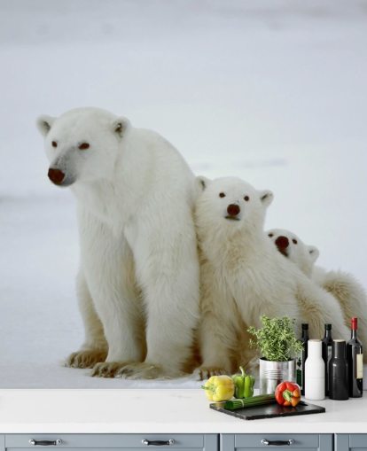 Eisbär mit Jungen bemalte Tapete