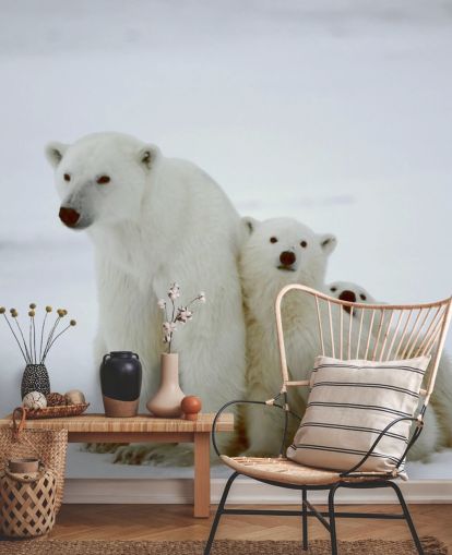 Papier Peint Ours Polaire avec oursons