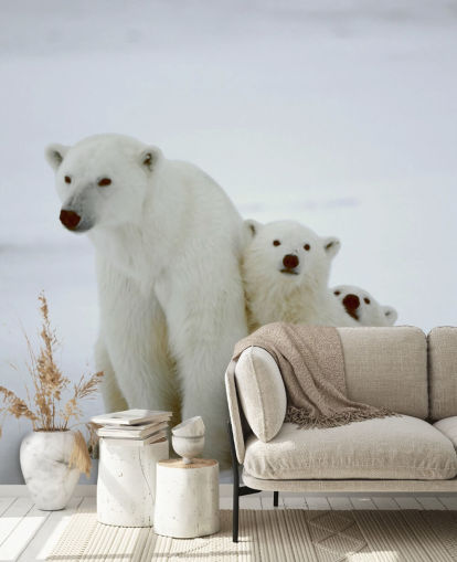 Papel pintado Oso polar con cachorros