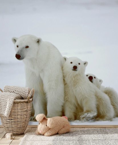 Papier Peint Ours Polaire avec oursons Papier Peint Ours Polaire avec oursons