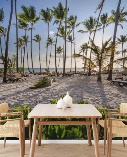 Karibiska stranden vid sol