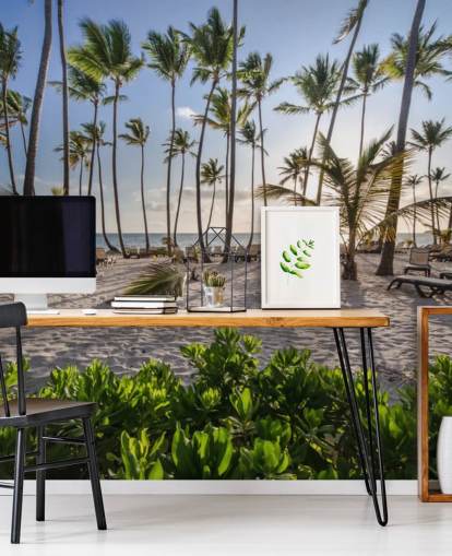 Karibiska stranden vid sol