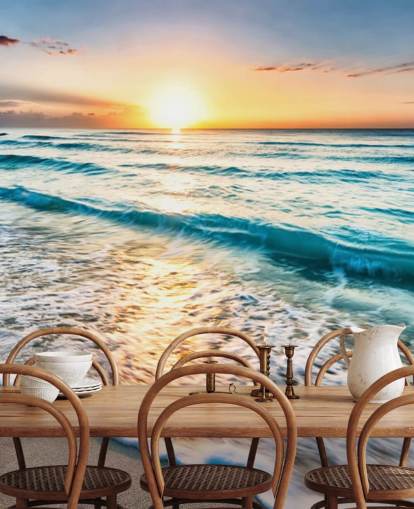 customizable beach wallpaper mural called Cancun Beach Sunrise, Mexico for offices or bathrooms