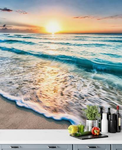 papier peint mural de plage personnalisable appelé Cancun Beach Sunrise, Mexique pour les bureaux ou les salles de bain papier peint mural de plage personnalisable appelé Cancun Beach Sunrise, Mexique pour les bureaux ou les salles de bain