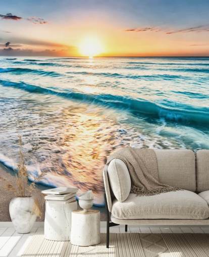 customizable beach wallpaper mural called Cancun Beach Sunrise, Mexico for offices or bathrooms
