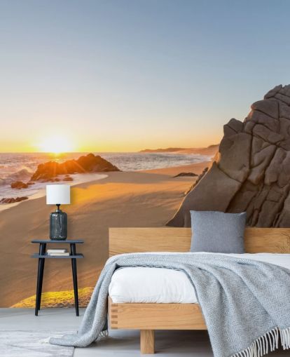 Rocky Beach with a Beautiful Sunset Wallpaper Rocky Beach with a Beautiful Sunset Wallpaper