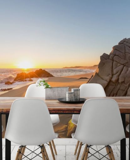 Carta da parati Rocky Beach con un bellissimo tramonto