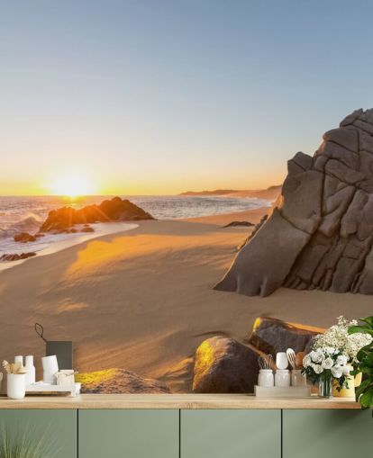 Carta da parati Rocky Beach con un bellissimo tramonto Carta da parati Rocky Beach con un bellissimo tramonto