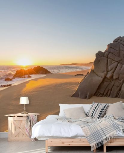 Rocky Beach with a Beautiful Sunset Wallpaper Rocky Beach with a Beautiful Sunset Wallpaper