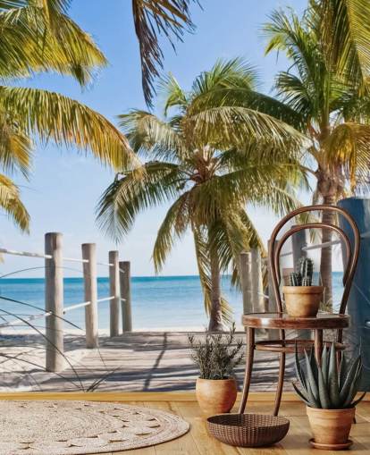 Key West Boardwalk to the Beach Mural Wallpaper Key West Boardwalk to the Beach Mural Wallpaper
