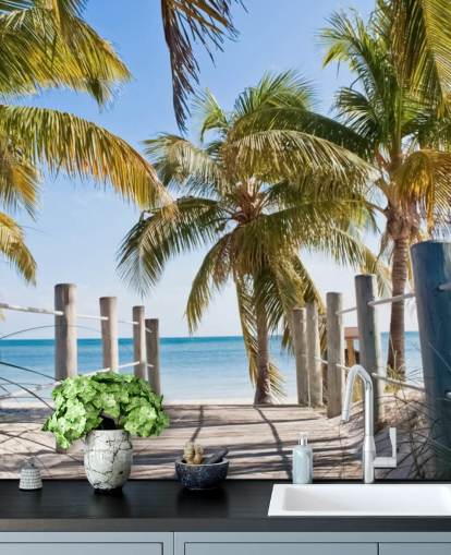 Key West Boardwalk to the Beach Mural Wallpaper